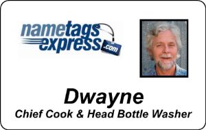 A Custom Printed Name Tag, Name badge (personalization included) Magnetic avail.